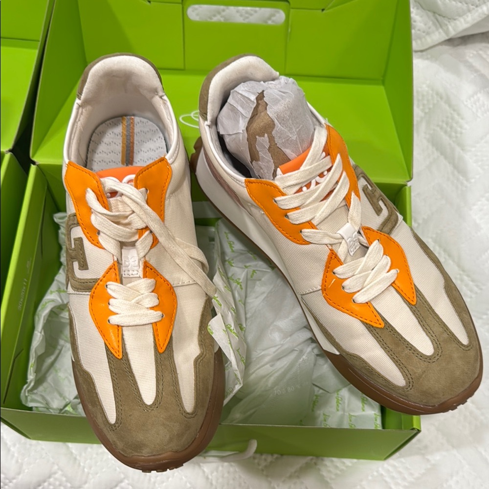 Sam Edelman Orange and Tan Sneakers
